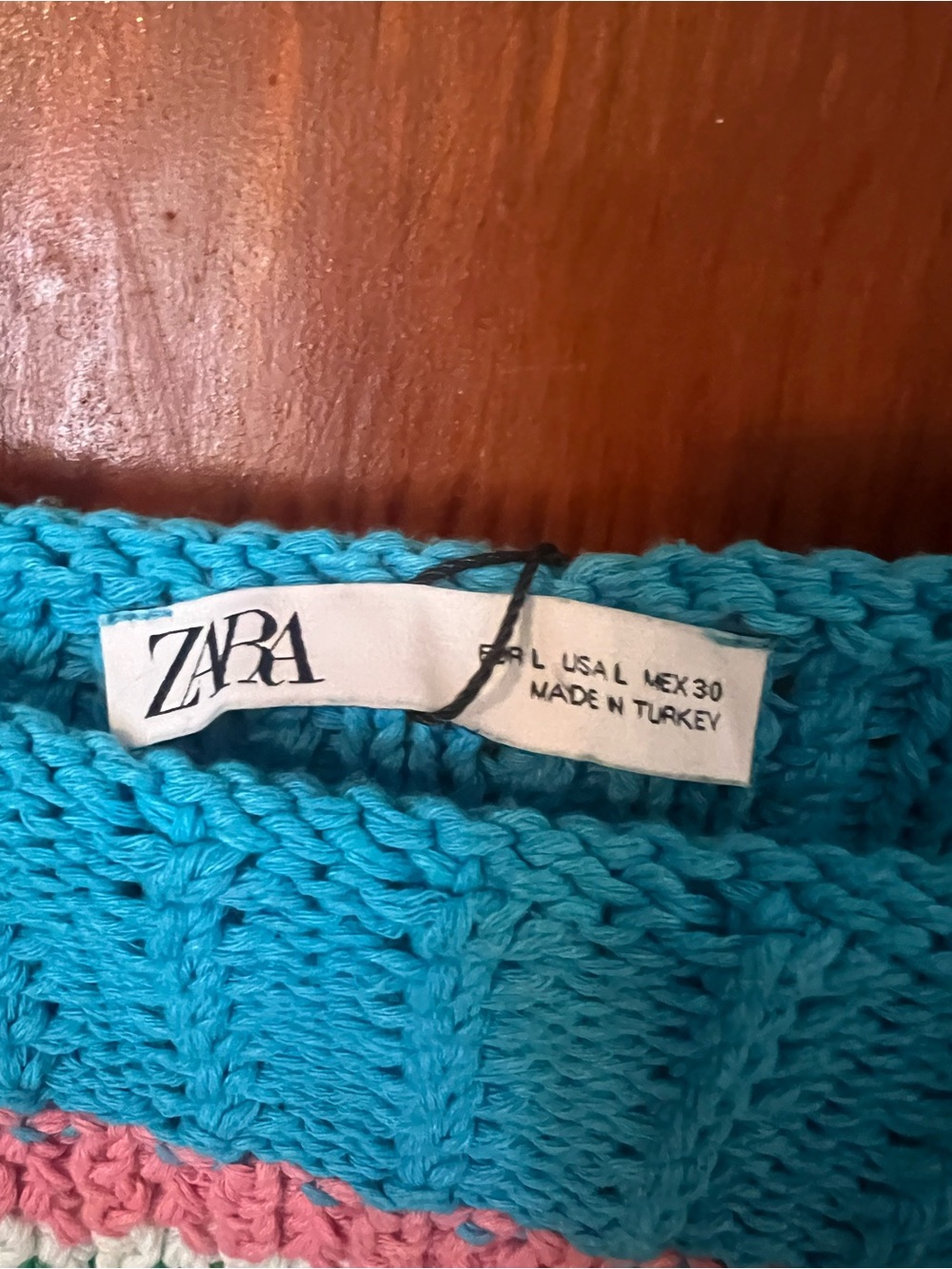 Zara Crochet Knit Crop Top Size Large Colorful Boho Festival Tank - Picture 4 of 7